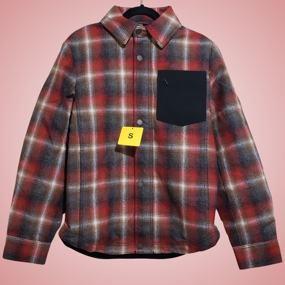 Pendleton Shirt Jacket Plaid Wool Blend Heavyweight Men Small, Medium Rust Gray